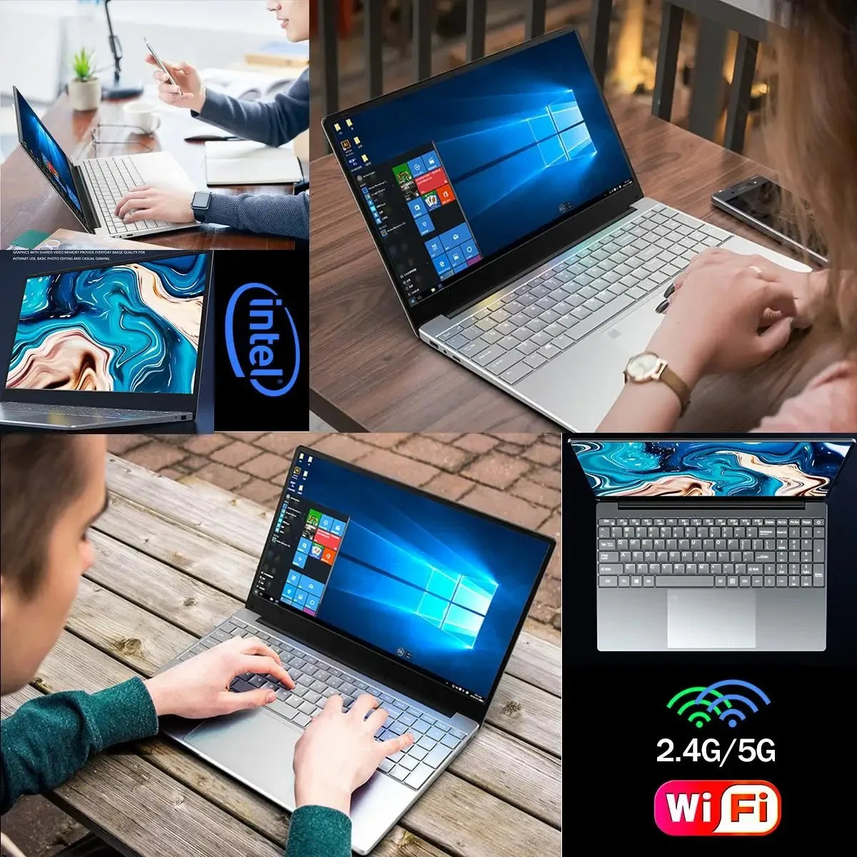 2025 NEW Laptop Windows 11 Intel  J4025 180° Folding Slim Laptop 12GB RAM 512GB 1TB SSD 1920*1080 Office Study Computer PC And Gaming