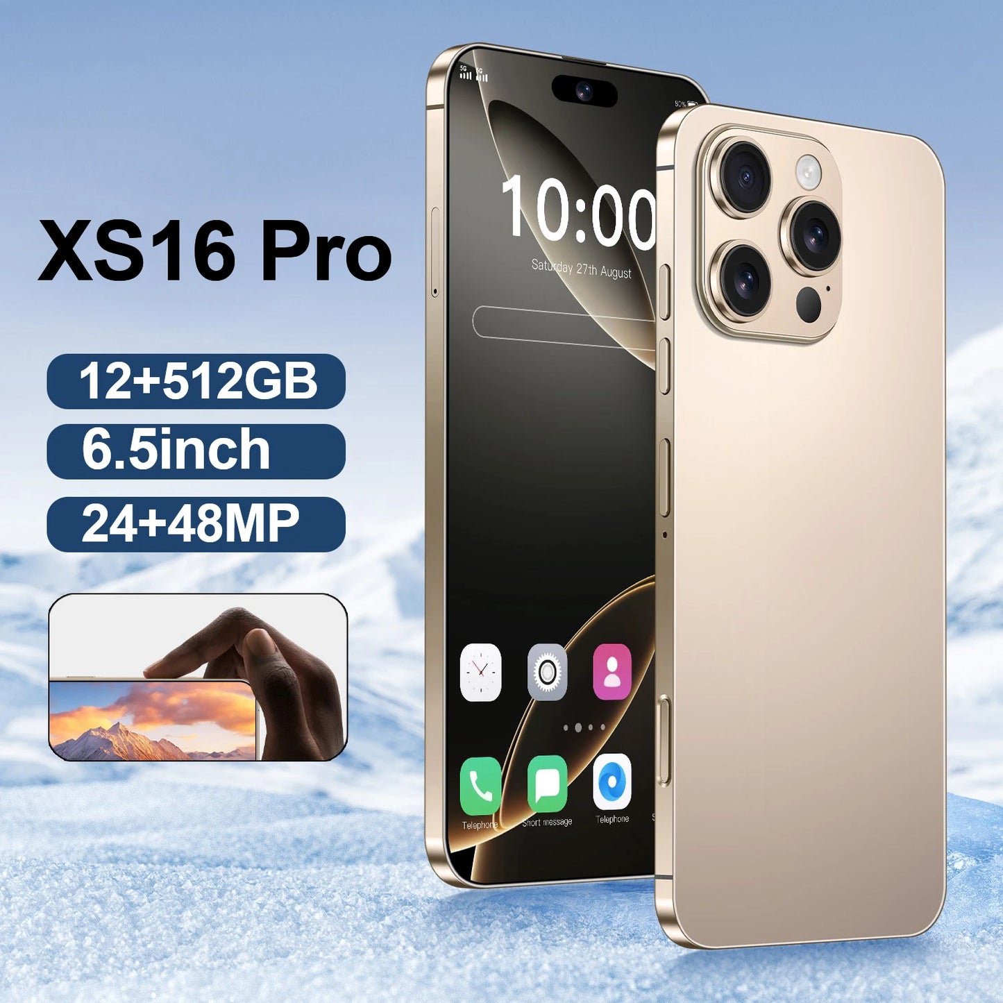 XS16 Pro NEW 2025 Smartphone 6.5 inch New Full Screen CellPhone 5200mAh Mobile Phones Global Version