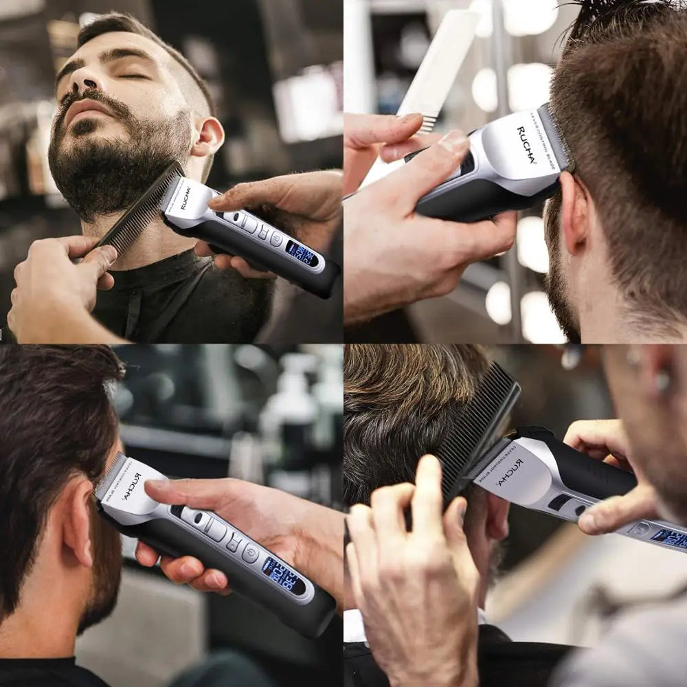 Hair Clipper Unique Shaped Moving Blade Hair Trimmer LCD Display USB Rechargeable For Salon Men Hair Cutting Barber Machine