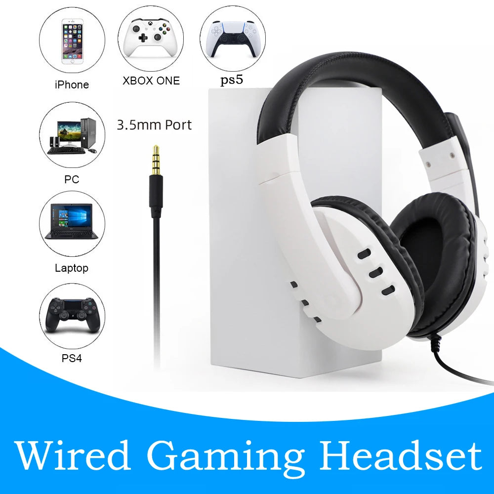 Wired headset 3.5mm head-mounted gaming headset with microphone for ps5/PS4/Switch/ONE/PC general laptop computer tablet