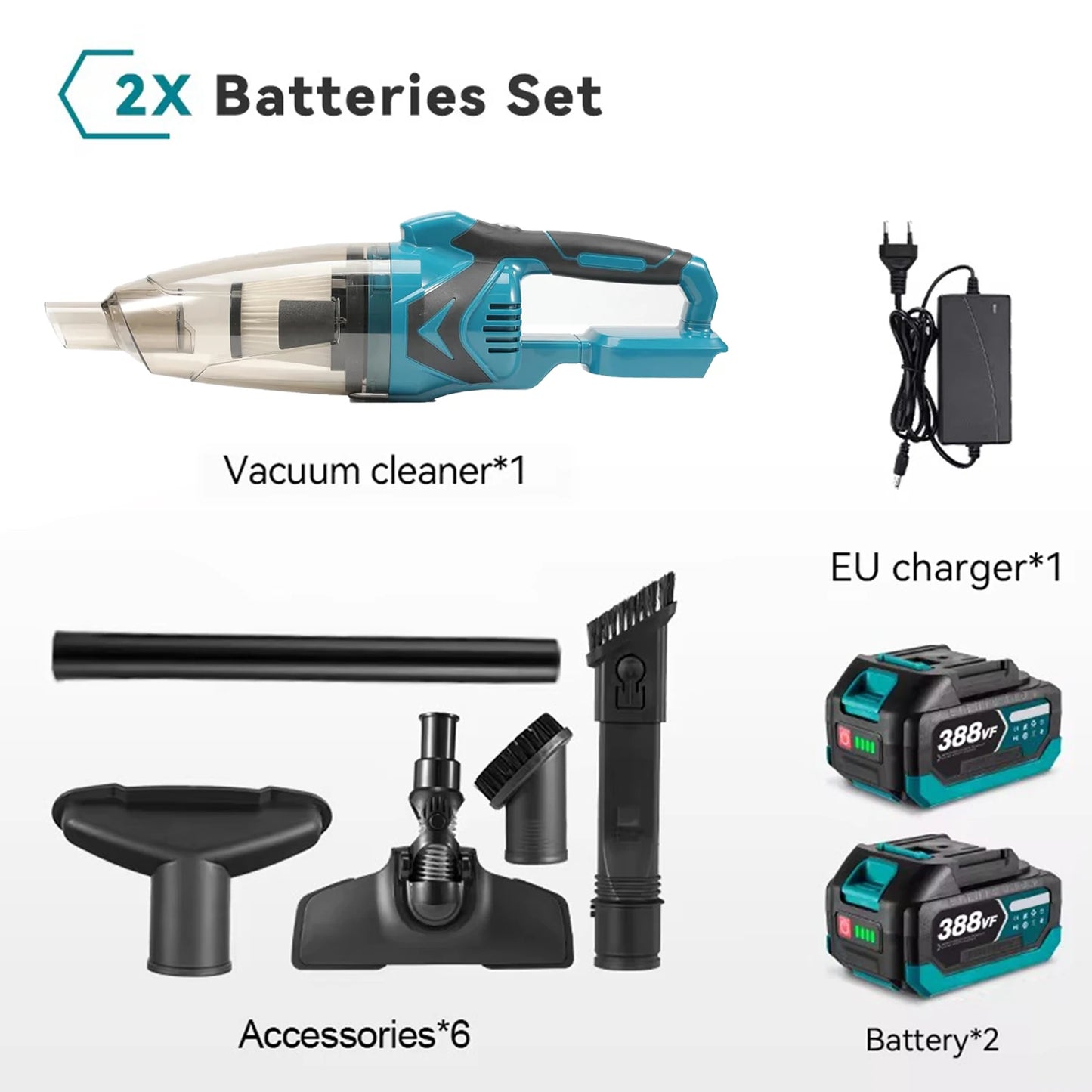 1500W Cordless Handheld Electric Vacuum Cleaner Rechargeable Cleaning Tool for Home Car Pet Hair for Makita 18V Battery