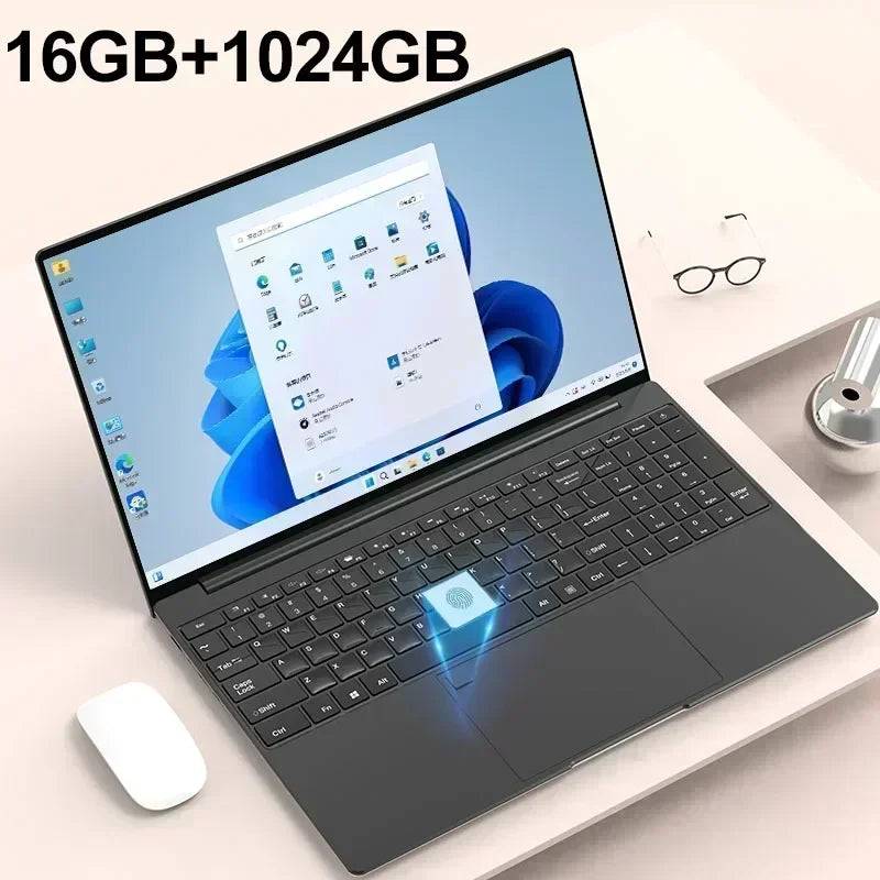 15.6" Portable Laptop 32GB Ram  Intel N5095 DDR4 2TB SSD Windows 11 Notebook Pc GamerOffice Computer with Backlit Fingerprint