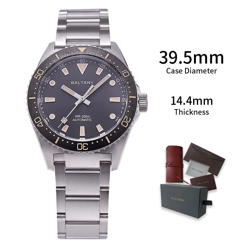 Baltany Design Dive Watches S3080 Sapphire Waterproof 200M Stainless Steel Bracelet NH38 Automatic Mechanical Sports  Diver Mens