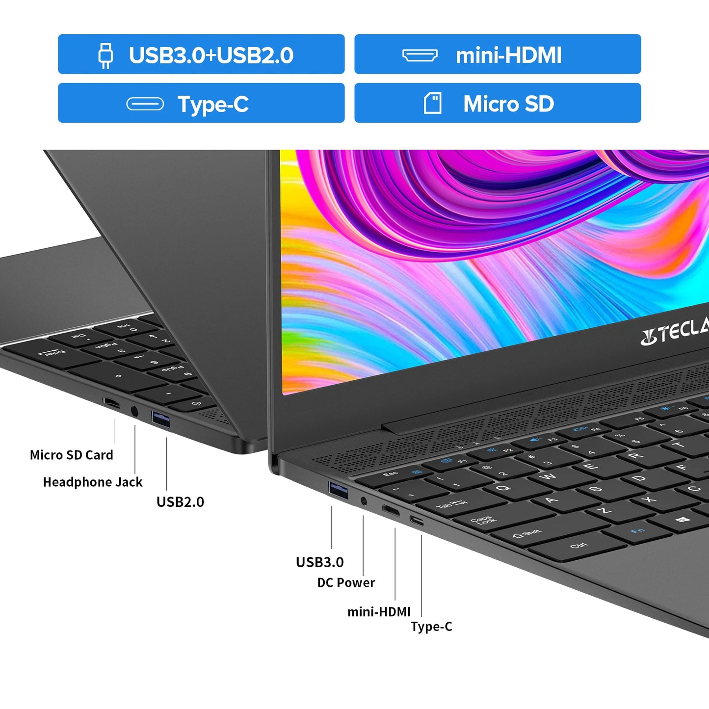 Teclast F15 Plus 2 Laptop 15.6 inch Windows 11 Laptop 8GB RAM 256GB SSD Gemini Lake N4120 USB3.0 mini-HDMI full size keyboard