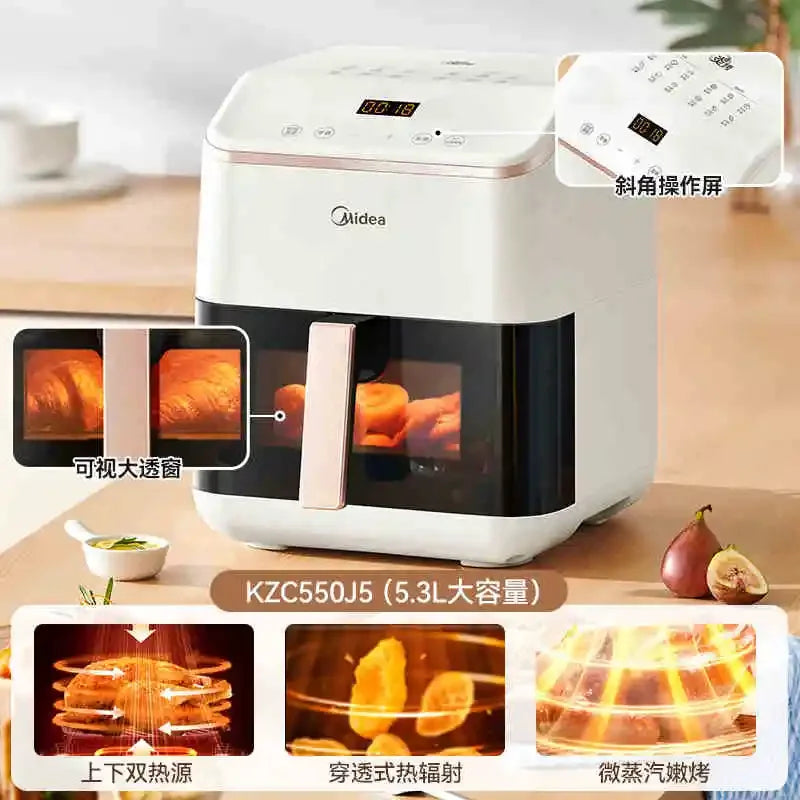 Air fryer household new AI intelligent baking large-capacity visual flip-free multi-functional steam oven