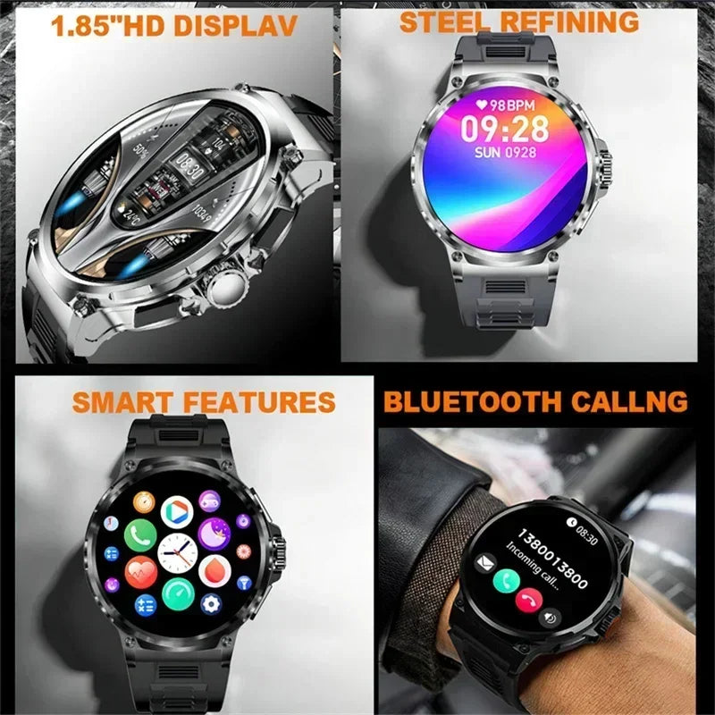 Smartwatch 1.85-inch ultra HD smartwatch, GPS track, HD Bluetooth call; 710 mah large battery 400+ dial, suitable for Huawei