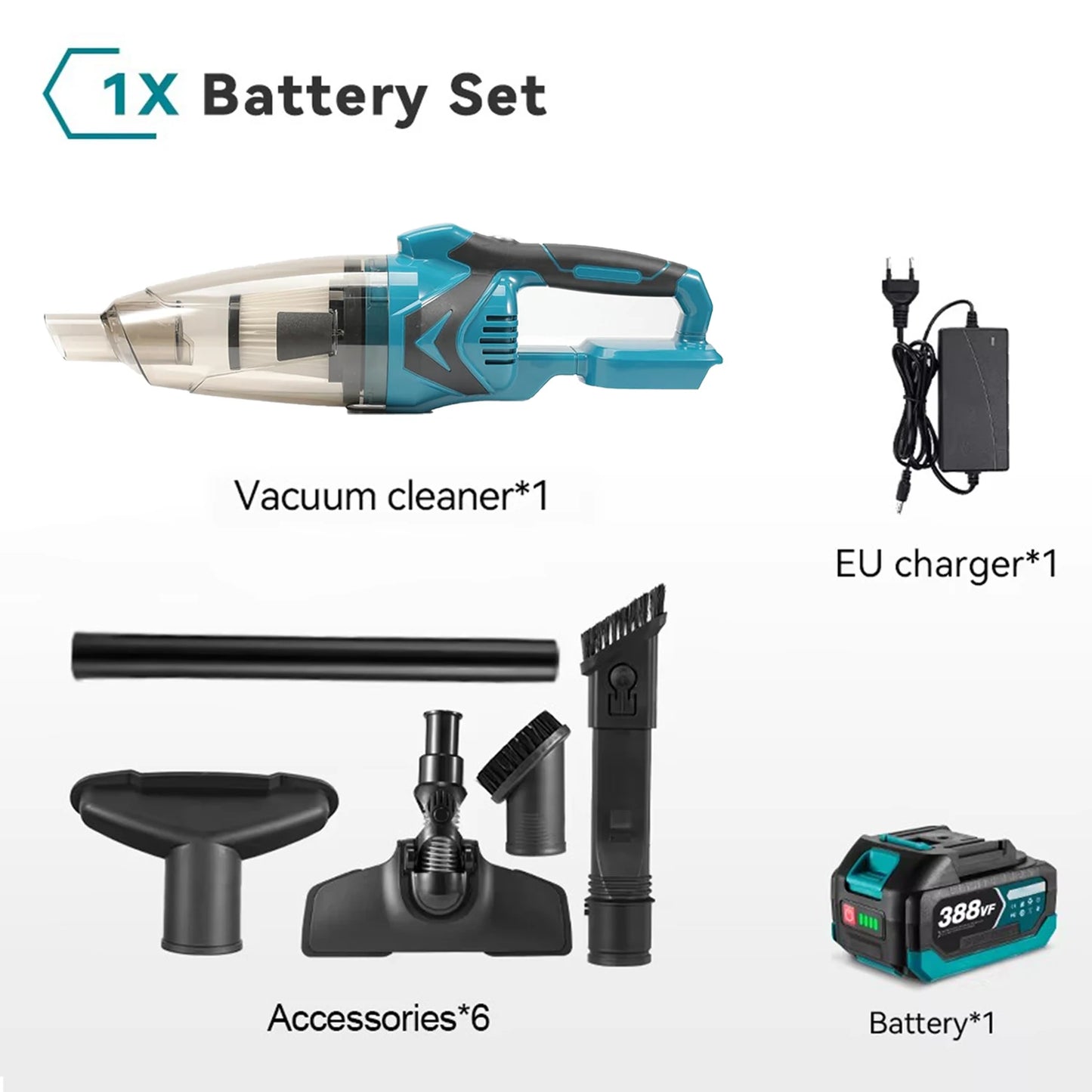 1500W Cordless Handheld Electric Vacuum Cleaner Rechargeable Cleaning Tool for Home Car Pet Hair for Makita 18V Battery