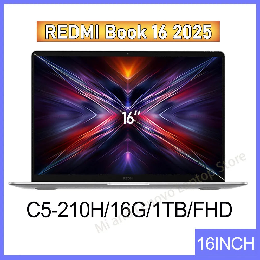 Xiaomi REDMI Book 16 2025 Newest C5-210H 16G 512GB/1T FHD 16inch