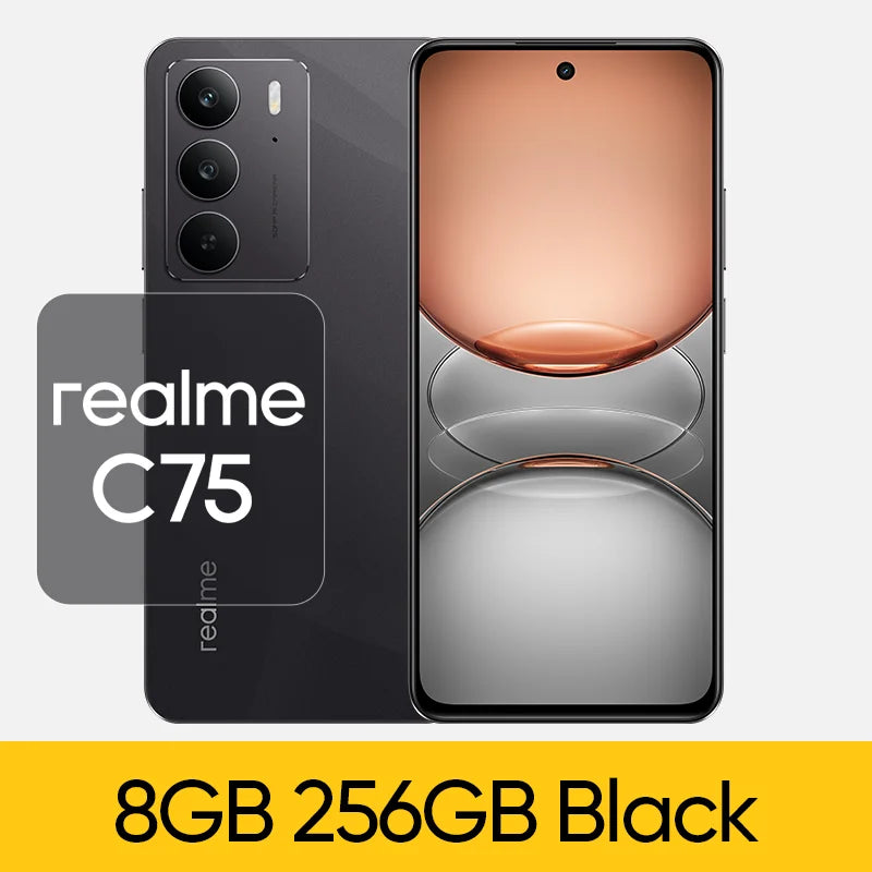 realme C75 Smartphone NFC 6.72'' 90Hz FHD Display Helio G92 Max Chipset 5828mAh Battery 50MP AI Camera 256GB 45W Charge IP69