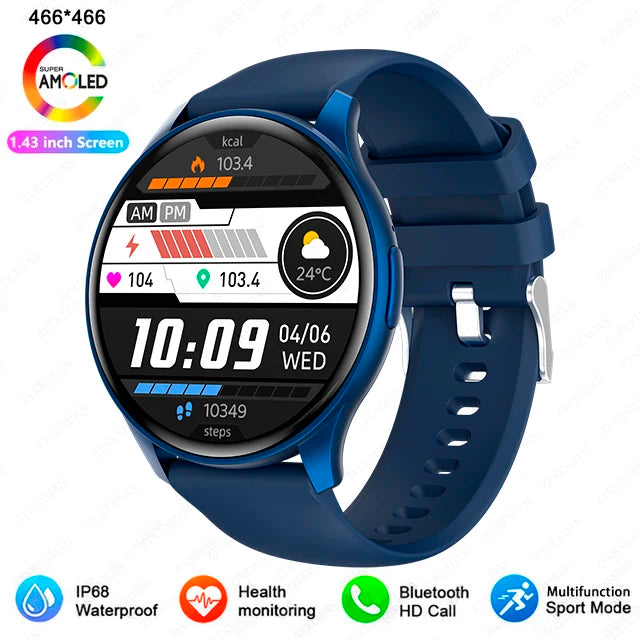 2025 New For Xiaomi Huawei 1.43 inches Bluetooth Call Smartwatch Women Men AMOLED 466*466 HD Pixel Display Smartwatches Ladies