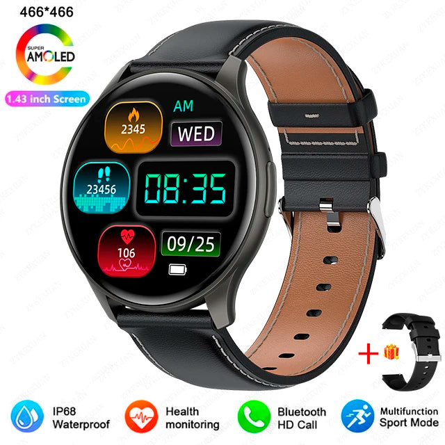 2025 New For Xiaomi Huawei 1.43 inches Bluetooth Call Smartwatch Women Men AMOLED 466*466 HD Pixel Display Smartwatches Ladies