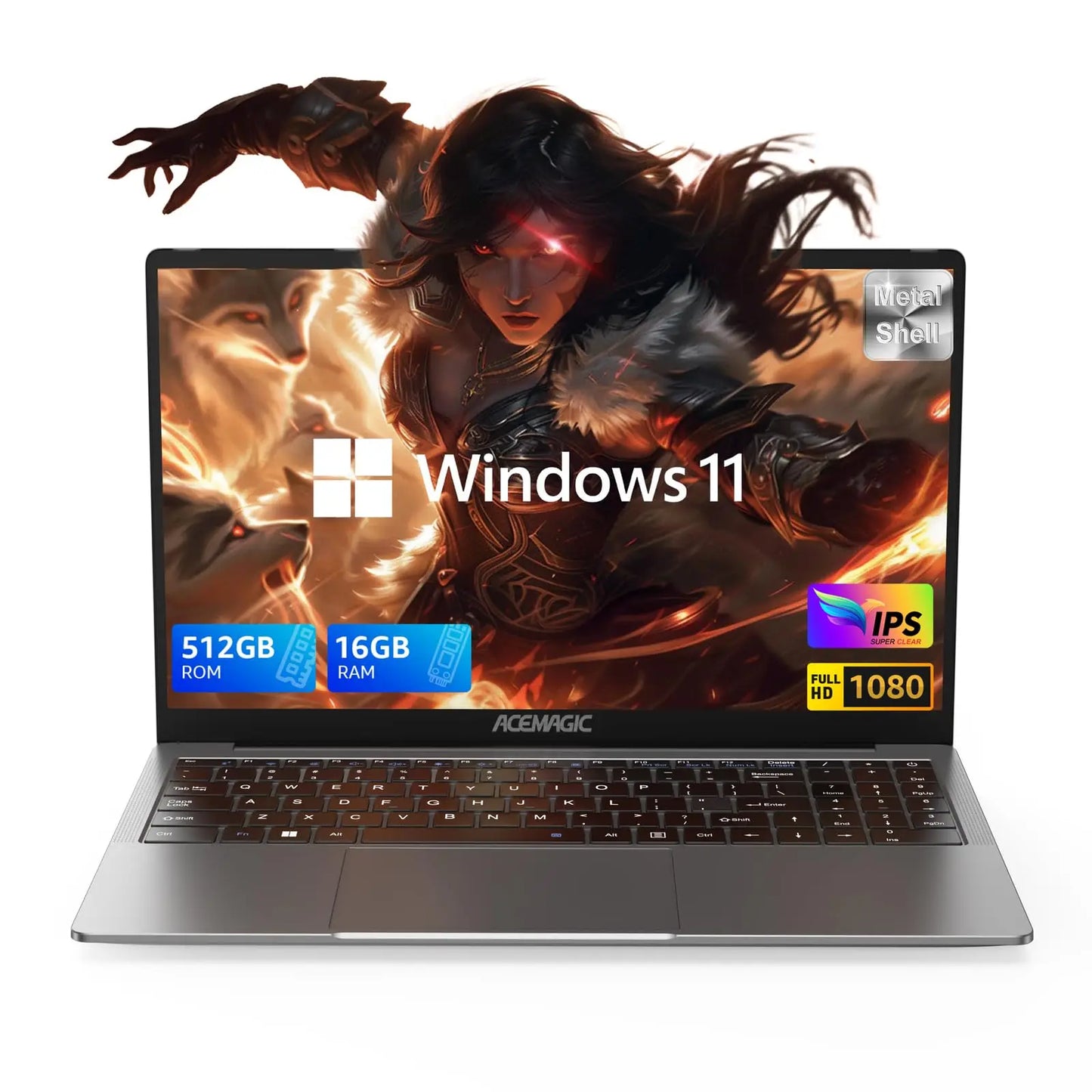 ACEMAGIC 15.6" Ultra Slim Laptop 16GB RAM 512GB SSD Intel N97 Notebook Gamer 1920*1080 Display Office Study Computer Windows 11