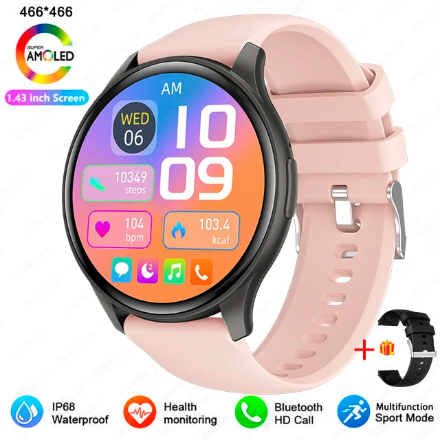 2025 New For Xiaomi Huawei 1.43 inches Bluetooth Call Smartwatch Women Men AMOLED 466*466 HD Pixel Display Smartwatches Ladies