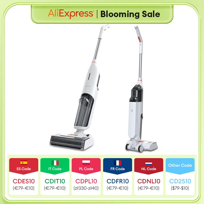 ILIFE W90 Cordless Wireless Wet Dry Smart Mop Washing , 5500Pa Suction, 1 Min Self Cleaning, Large Dual Water Tank