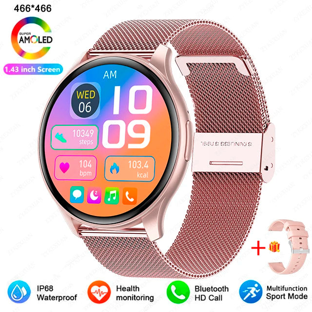 2025 New For Xiaomi Huawei 1.43 inches Bluetooth Call Smartwatch Women Men AMOLED 466*466 HD Pixel Display Smartwatches Ladies