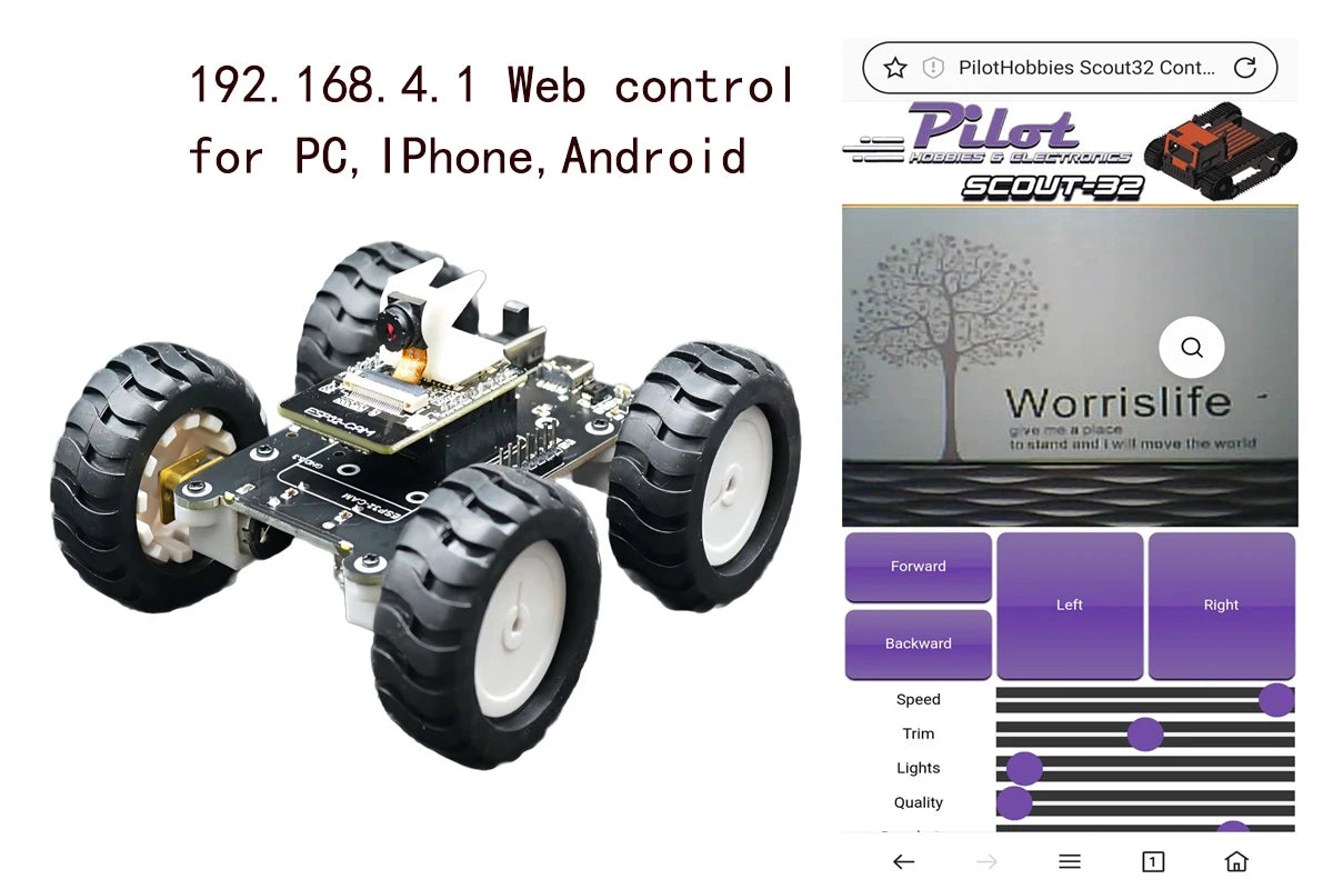 WiFi Robot Car with Camera Open Source ESP32 for Arduino Programming Quicker Android English APP or Webpage Control Robot Kit