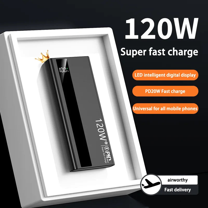 120W 200000mAh Power Bank High Capacity Digital Display Fast Charging Powerbank Portable Battery Charger For iPhone and universal phone