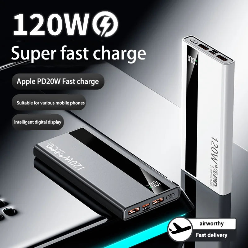 120W 200000mAh Power Bank High Capacity Digital Display Fast Charging Powerbank Portable Battery Charger For iPhone and universal phone