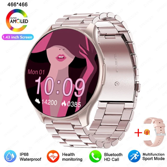 2025 New For Xiaomi Huawei 1.43 inches Bluetooth Call Smartwatch Women Men AMOLED 466*466 HD Pixel Display Smartwatches Ladies