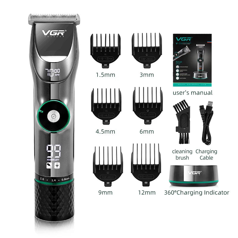 Professional Hair Clipper Ceramic Blade Waterproof Electric Cordless Electric Hair Trimmer LED Display Haircut Machine for Men