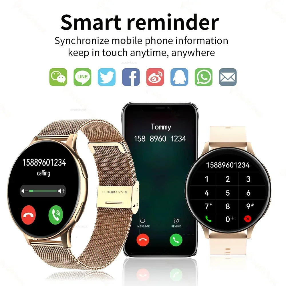 Fashion New Smart Watch Round Smartwatch Bluetooth Calls Watches Men Women Fitness Bracelet Custom Watch Face +Gift Box