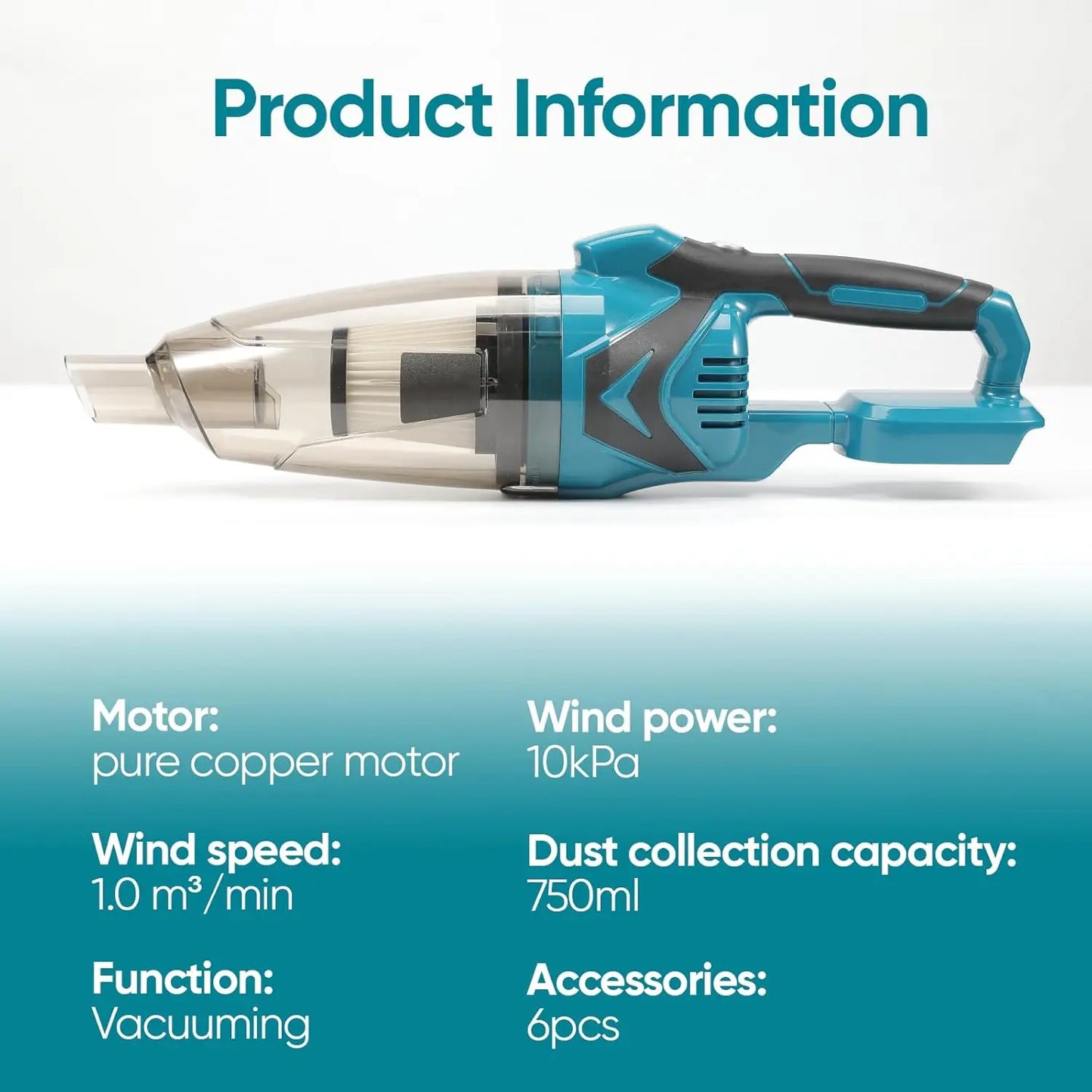 1500W Cordless Handheld Electric Vacuum Cleaner Rechargeable Cleaning Tool for Home Car Pet Hair for Makita 18V Battery