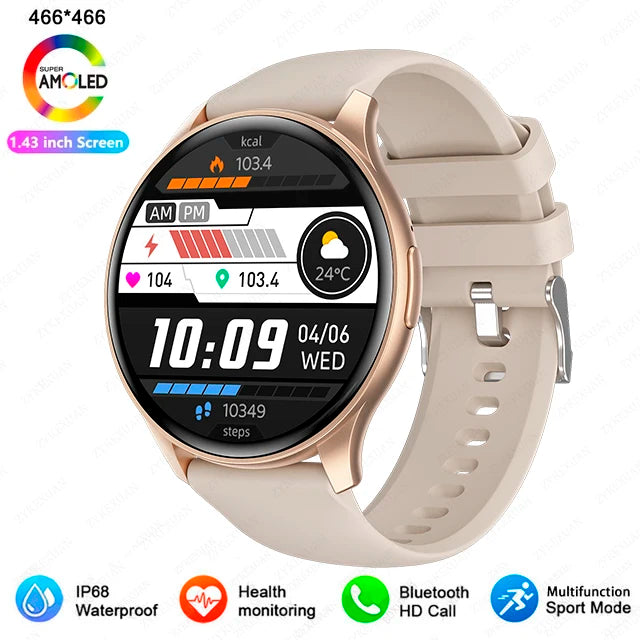 2025 New For Xiaomi Huawei 1.43 inches Bluetooth Call Smartwatch Women Men AMOLED 466*466 HD Pixel Display Smartwatches Ladies