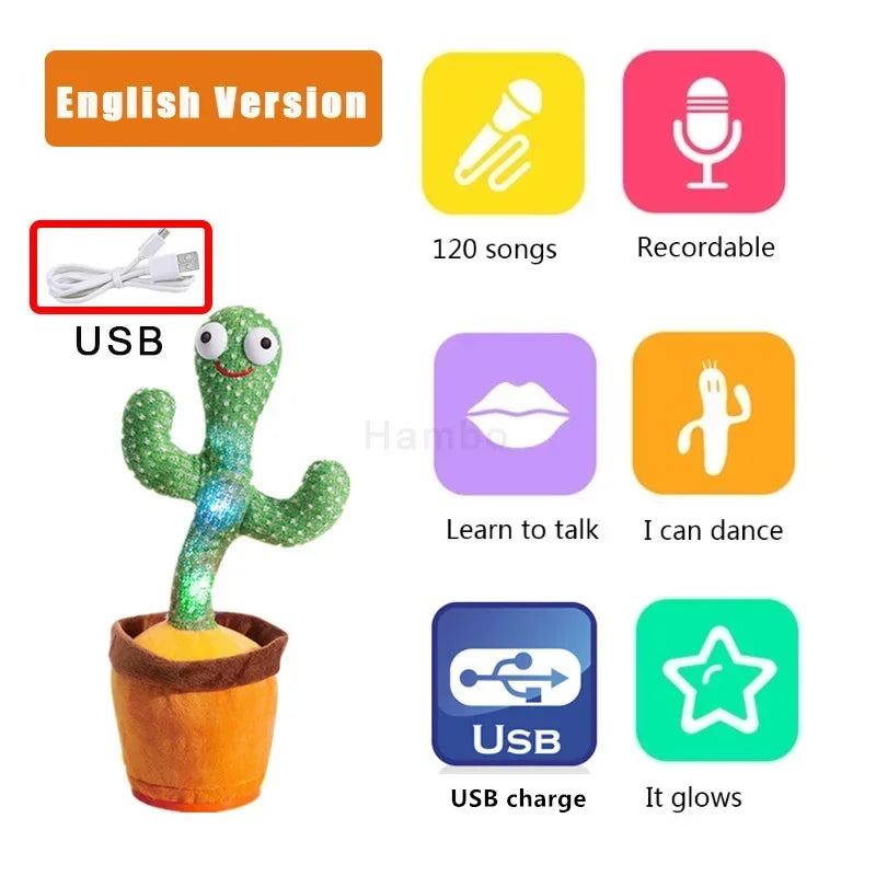 Kids Dancing Talking Intelligent Cactus Interactive Learning and Musical Toy for Kids To Dance Record and Speak with Fun