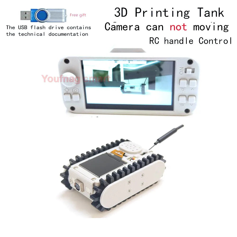 RC Tank Pipeline Inspection Wireless Video Robot Hole Scouting Car with Moving Camera ESP32 Scanning Code Networking APP Program