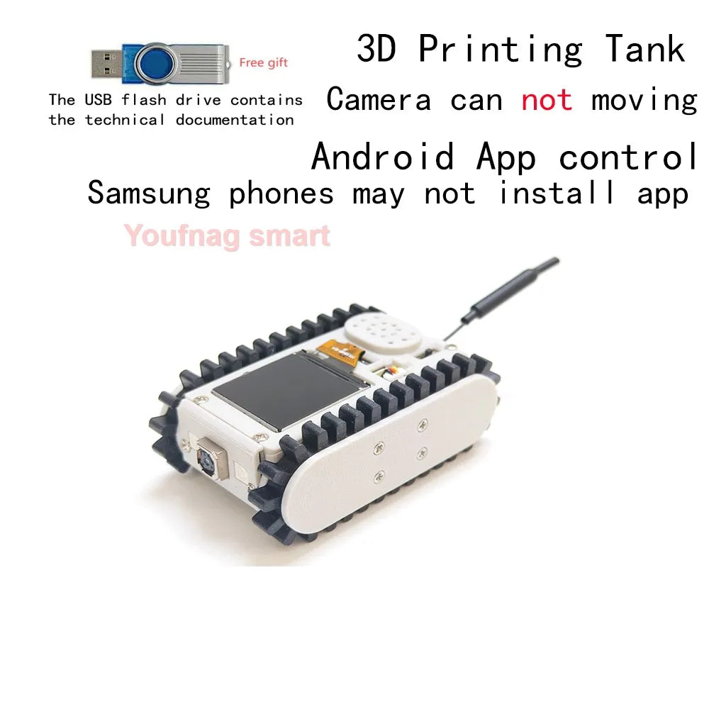 RC Tank Pipeline Inspection Wireless Video Robot Hole Scouting Car with Moving Camera ESP32 Scanning Code Networking APP Program