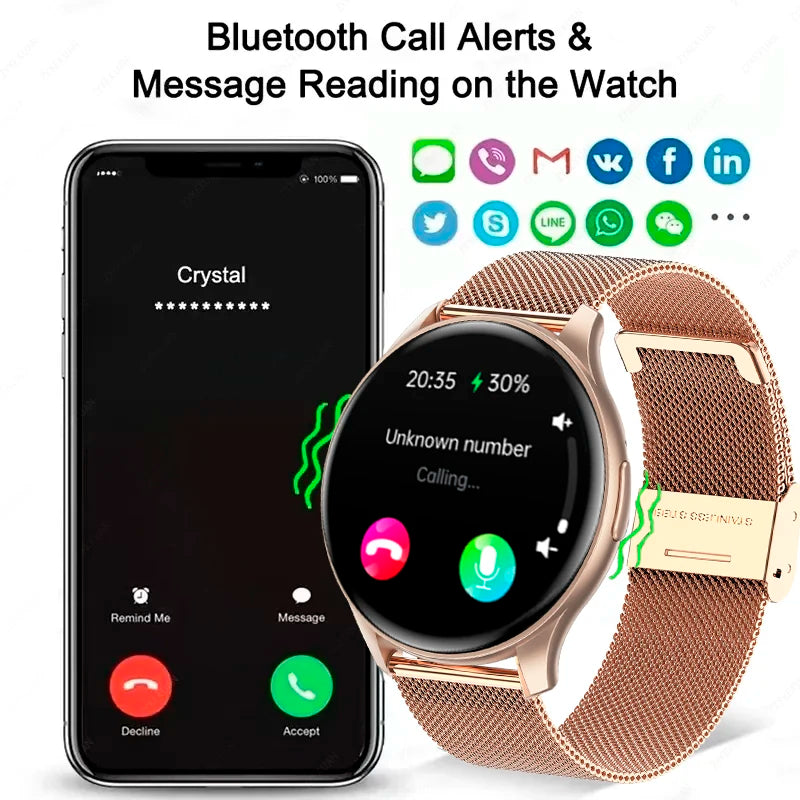 2025 New For Xiaomi Huawei 1.43 inches Bluetooth Call Smartwatch Women Men AMOLED 466*466 HD Pixel Display Smartwatches Ladies