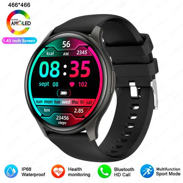 2025 New For Xiaomi Huawei 1.43 inches Bluetooth Call Smartwatch Women Men AMOLED 466*466 HD Pixel Display Smartwatches Ladies