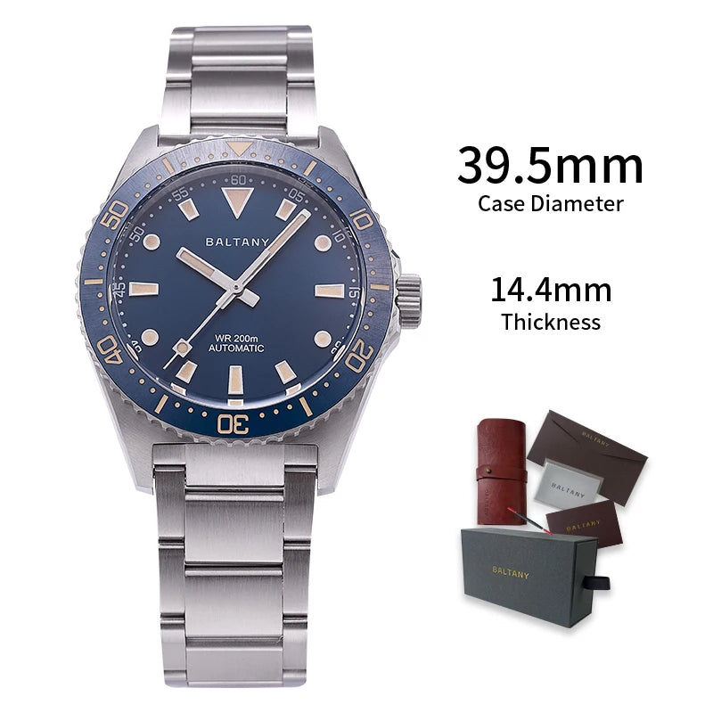 Baltany Design Dive Watches S3080 Sapphire Waterproof 200M Stainless Steel Bracelet NH38 Automatic Mechanical Sports  Diver Mens