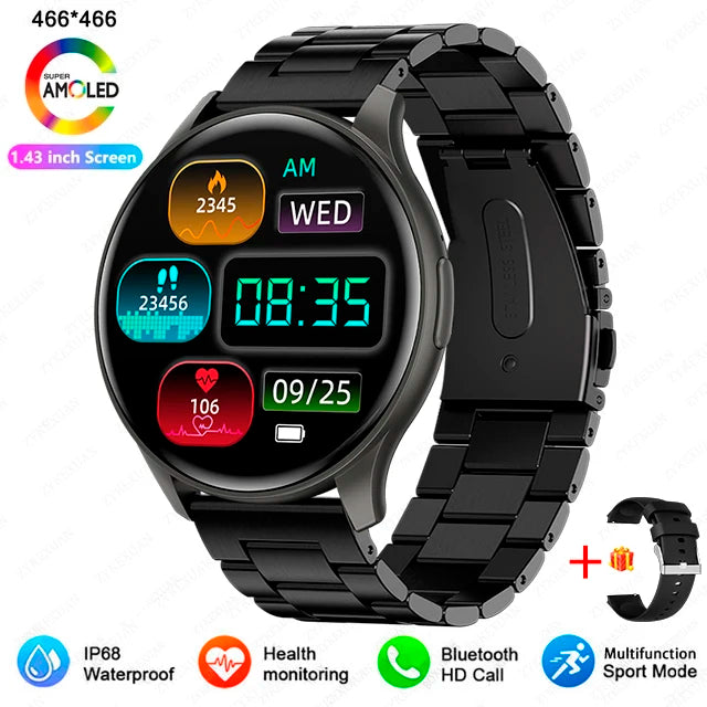 2025 New For Xiaomi Huawei 1.43 inches Bluetooth Call Smartwatch Women Men AMOLED 466*466 HD Pixel Display Smartwatches Ladies