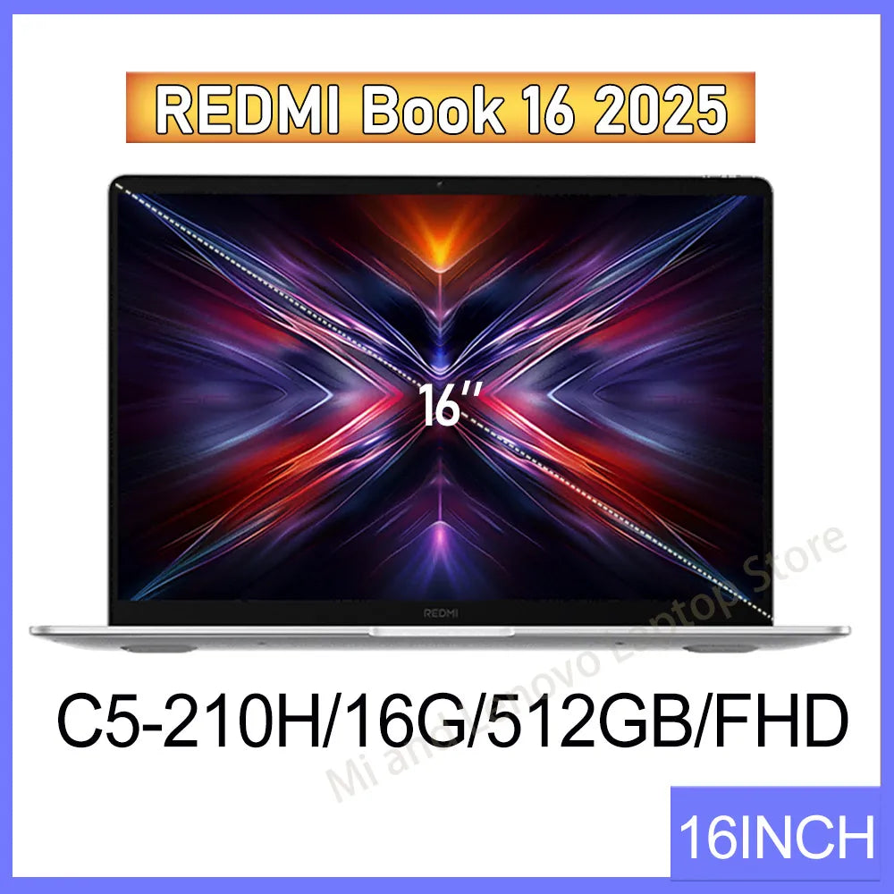 Xiaomi REDMI Book 16 2025 Newest C5-210H 16G 512GB/1T FHD 16inch