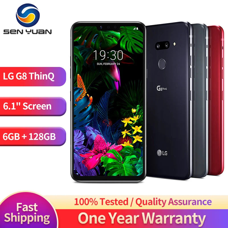 Original LG G8 ThinQ 4G Mobile Phone G820TM G820N 6GB 128GB 6.1" P-OLED Screen 12MP+16MP NFC Octa-Core Android LG G8 Cell phone